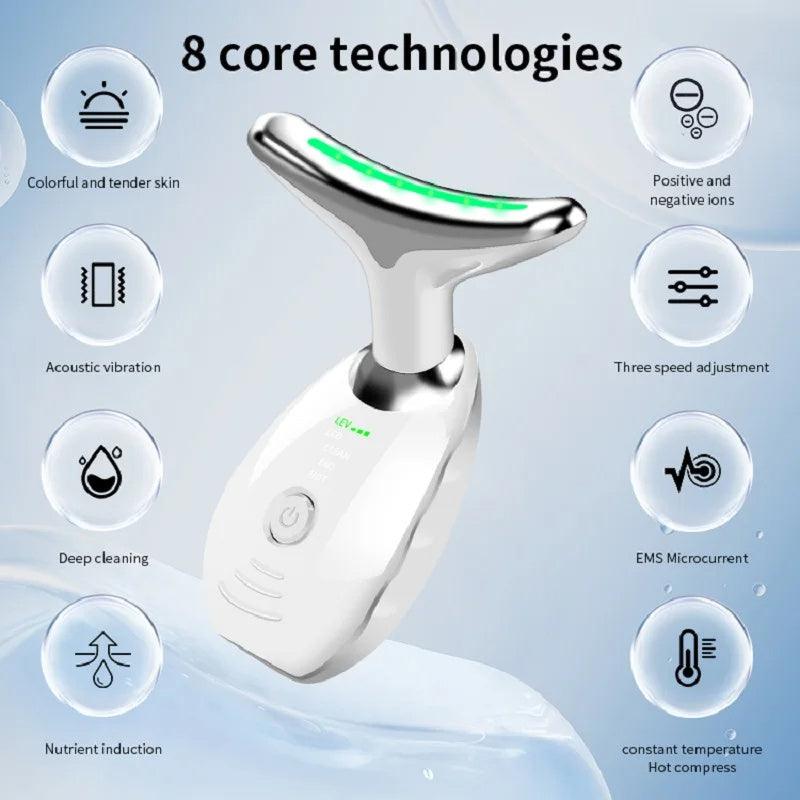 Neck &amp; Face LED Photon Therapy Beauty Device – Tighten Skin, Reduce Wrinkles &amp; Lift Double Chin - Luminessbty