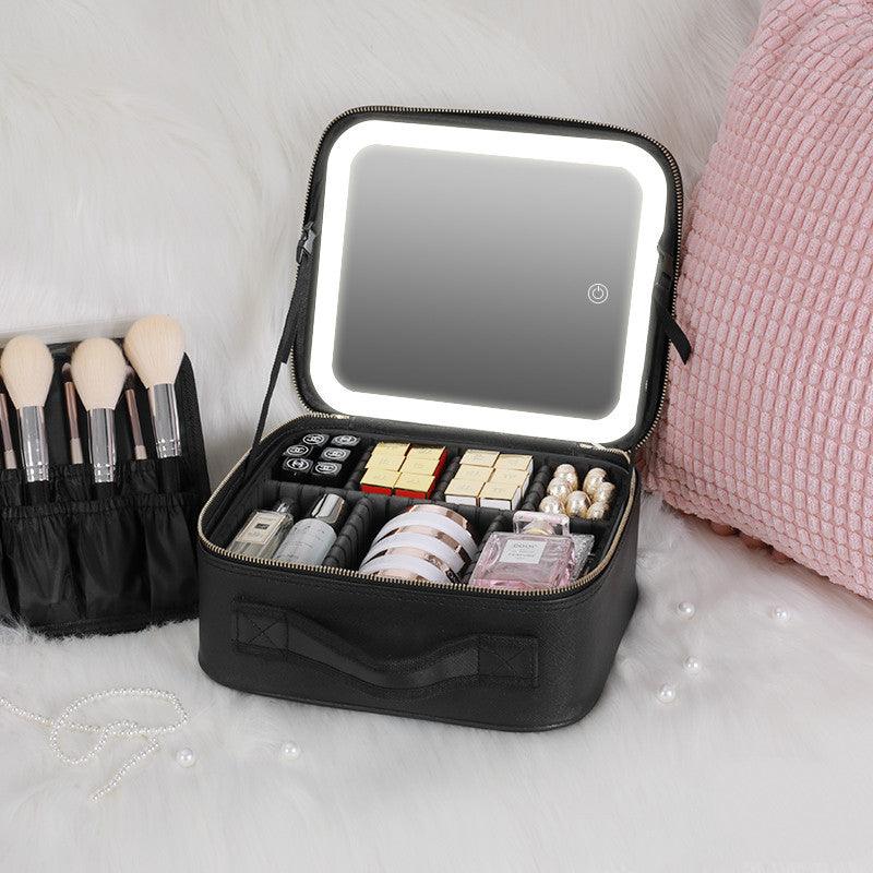 Smart LED Cosmetic Case with 4K Mirror – Travel-Ready Beauty Bag - Luminessbty