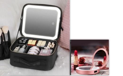 Smart LED Cosmetic Case with 4K Mirror – Travel-Ready Beauty Bag - Luminessbty