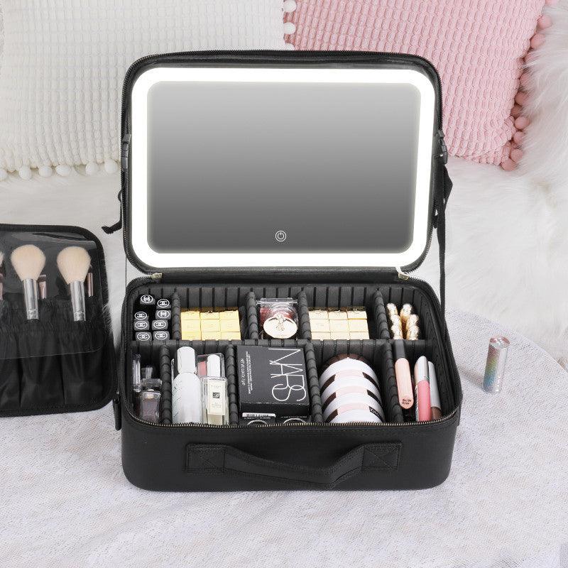 Smart LED Cosmetic Case with 4K Mirror – Travel-Ready Beauty Bag - Luminessbty