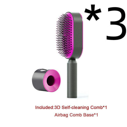 Self-Cleaning Hair Brush with Airbag Massage &amp; Anti-Static Design - Luminessbty