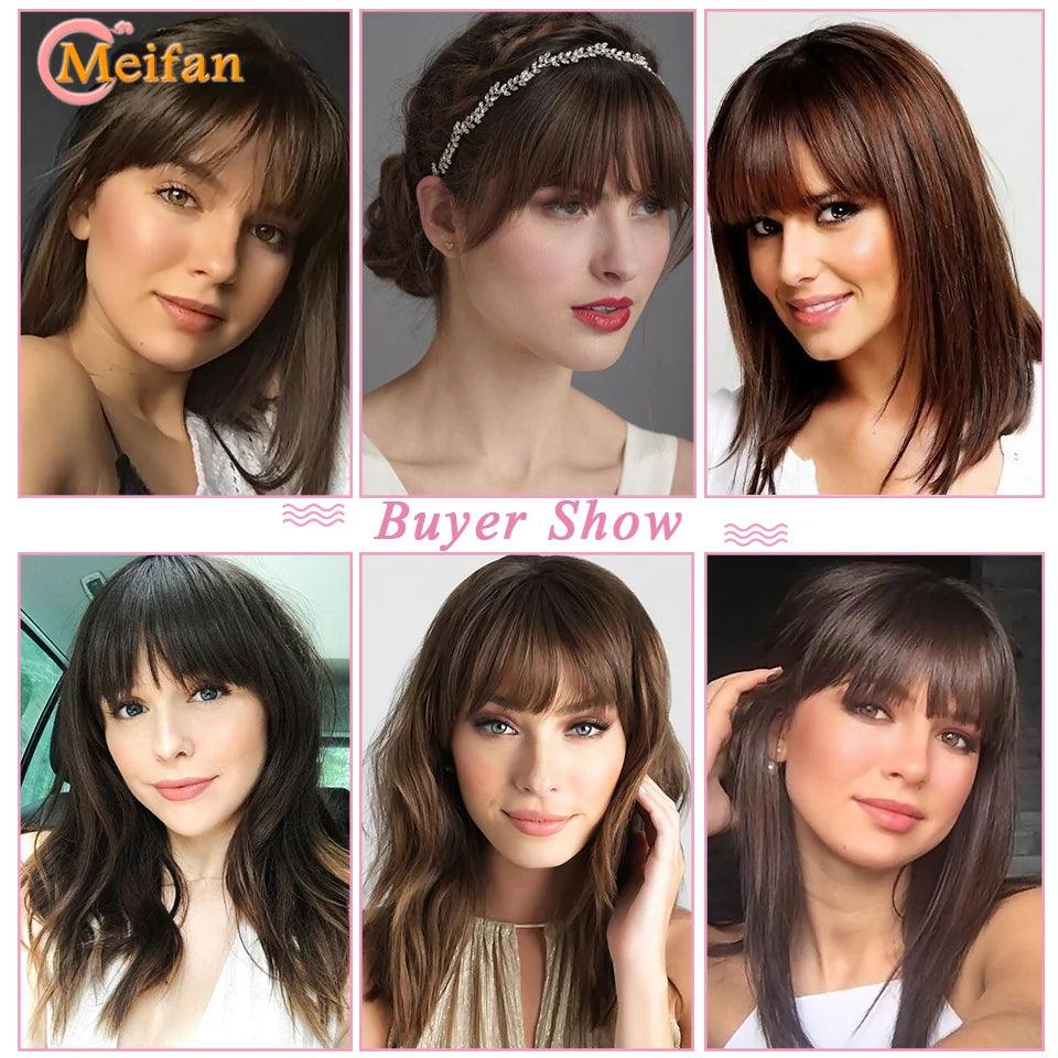 MEIFAN Clip-In Synthetic Hair Topper – Pure Color False Bangs for Instant Volume and Style - Luminessbty