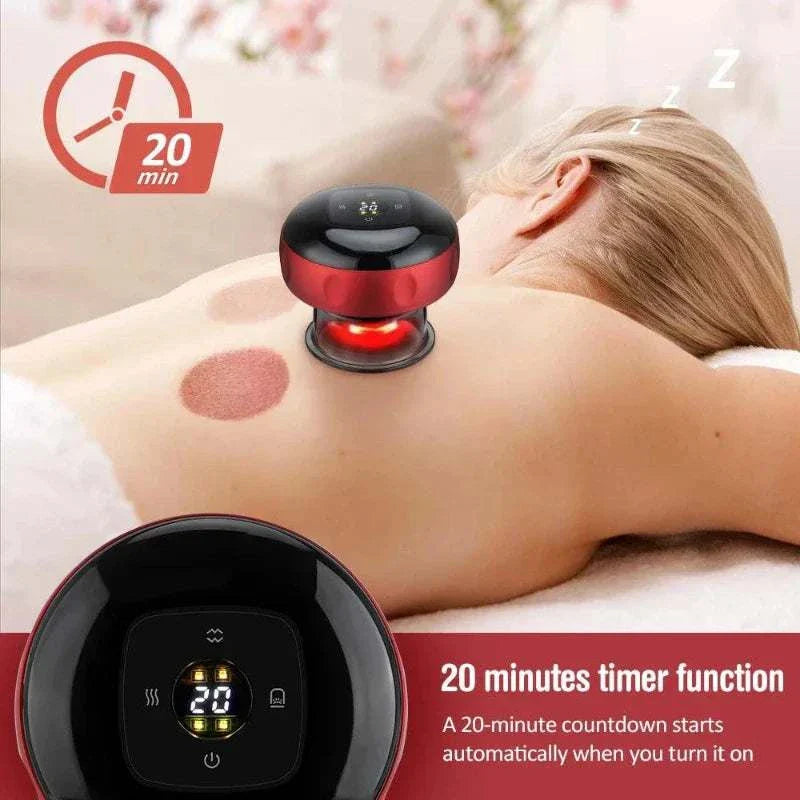 Electric Vacuum Cupping Massage Device providing targeted relief with 20-minute timer.