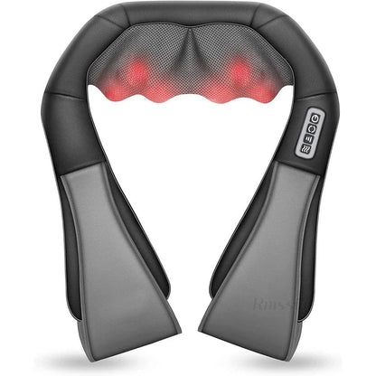 Shiatsu Neck and Back Massager with heat therapy and adjustable intensity for muscle tension relief.