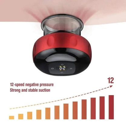 Electric Vacuum Cupping Massage Device with 12-speed negative pressure and strong suction.