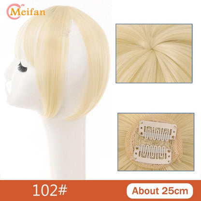 MEIFAN Clip-In Synthetic Hair Topper – Pure Color False Bangs for Instant Volume and Style - Luminessbty