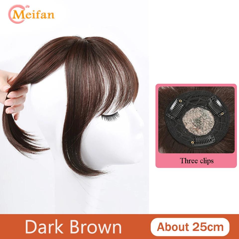 MEIFAN Clip-In Synthetic Hair Topper – Pure Color False Bangs for Instant Volume and Style - Luminessbty