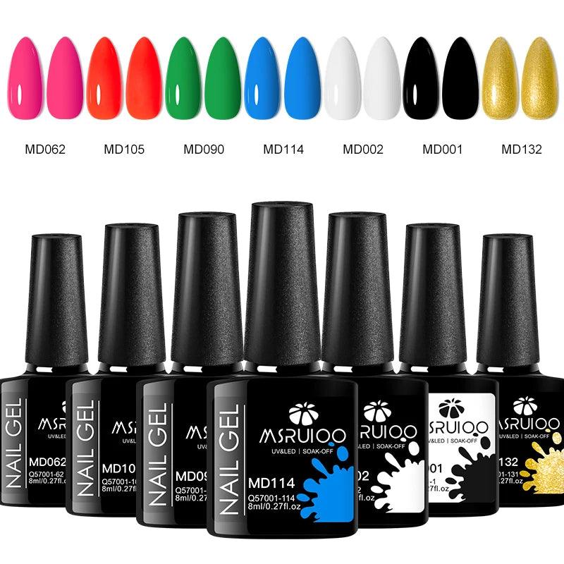 7pc Gel Nail Polish Set - Long-Lasting DIY Nail Art Kit for Home &amp; Salon Use | MSRUIOO Soak-Off UV Gel Polish - Luminessbty