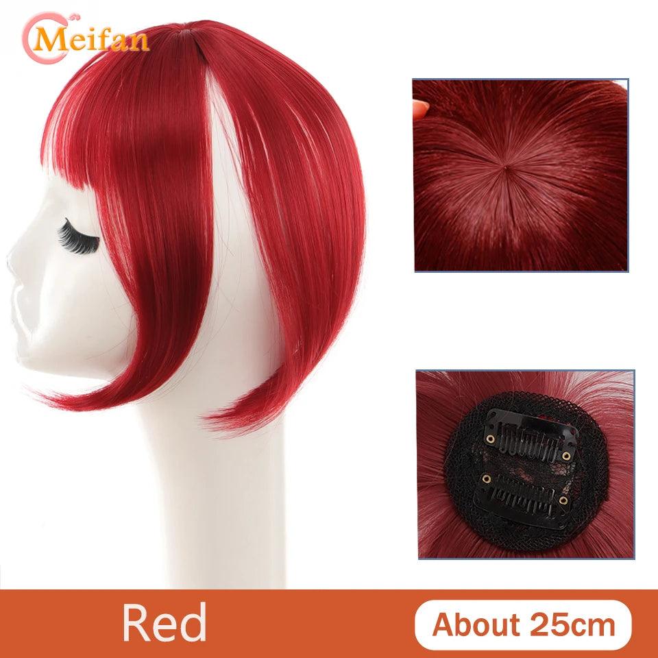 MEIFAN Clip-In Synthetic Hair Topper – Pure Color False Bangs for Instant Volume and Style - Luminessbty