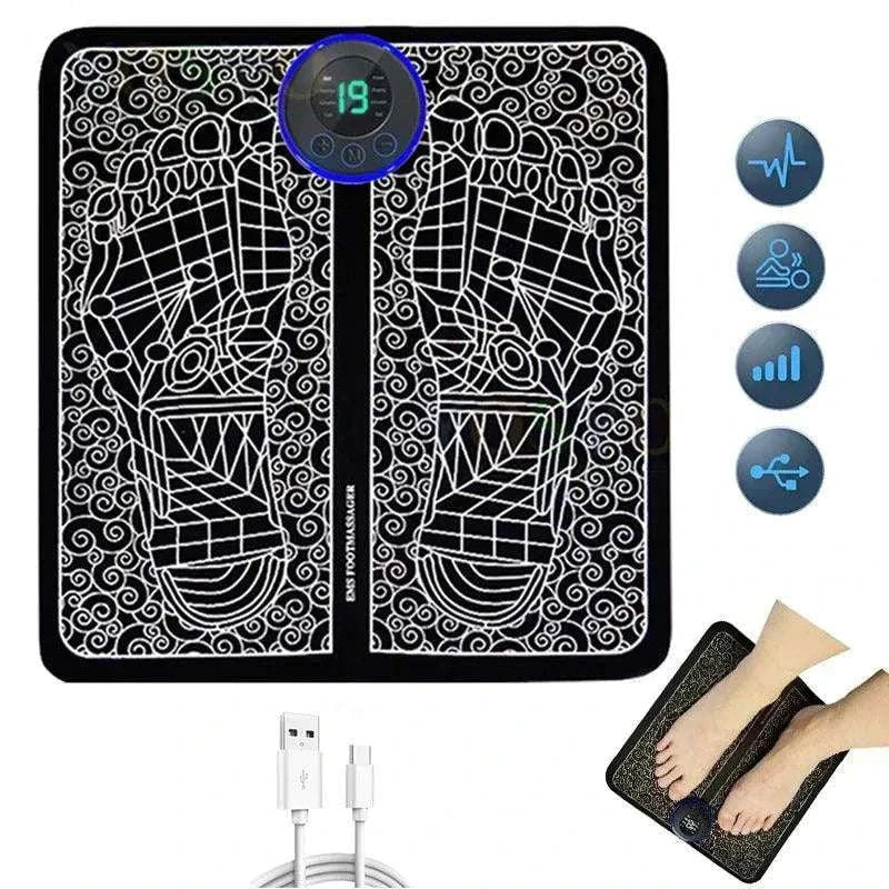 EMS Foot Massager Mat with advanced physiotherapy technology for relaxation and pain relief.