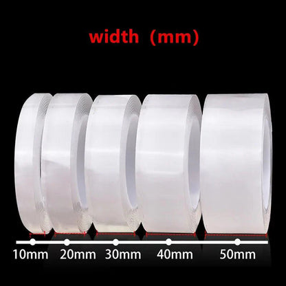 Double-Sided Adhesive Tape in various widths, strong and reusable.