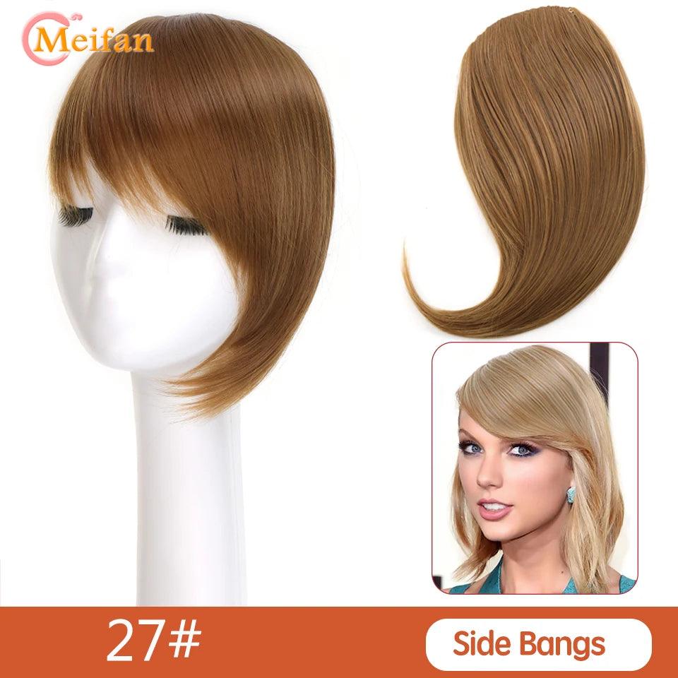 MEIFAN Clip-In Synthetic Hair Topper – Pure Color False Bangs for Instant Volume and Style - Luminessbty