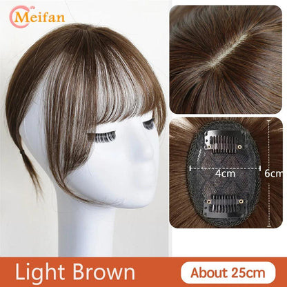 MEIFAN Clip-In Synthetic Hair Topper – Pure Color False Bangs for Instant Volume and Style - Luminessbty