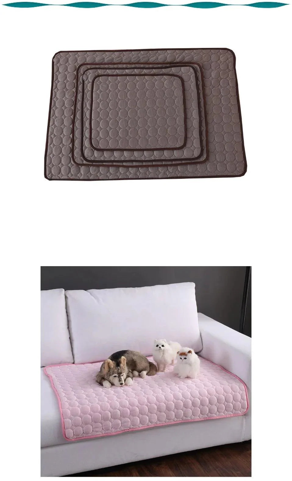 Summer Pet Cold Bed for dogs, cooling mat, pink and brown options, suitable for big dogs, washable.