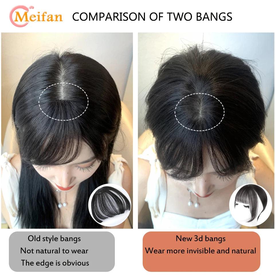 MEIFAN Clip-In Synthetic Hair Topper – Pure Color False Bangs for Instant Volume and Style - Luminessbty