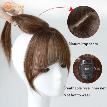 MEIFAN Clip-In Synthetic Hair Topper – Pure Color False Bangs for Instant Volume and Style - Luminessbty