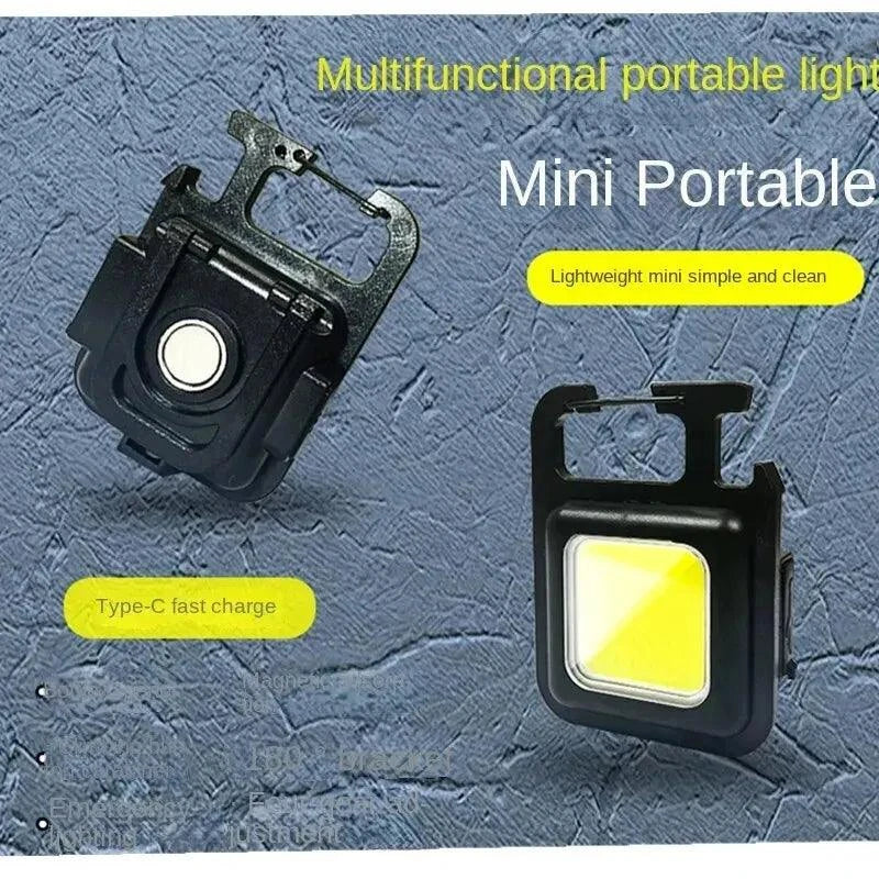 Multifunctional Mini LED Flashlight Keychain with USB charging, strong magnet base, and multifunctional design.