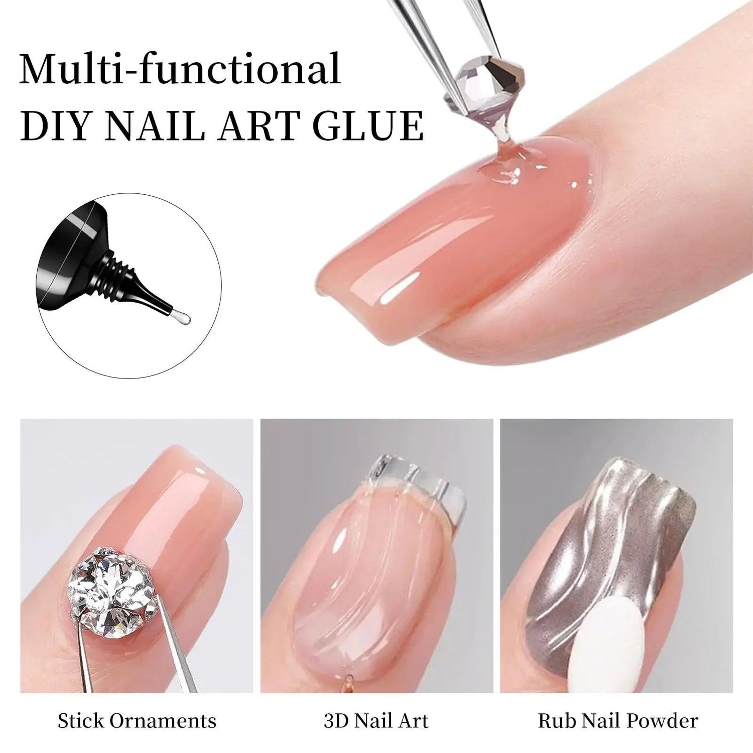 Super Strong 30g Nail Rhinestone Glue - Long-Lasting, No-Whitening Formula for False Nails &amp; Rhinestone Accessories - Luminessbty