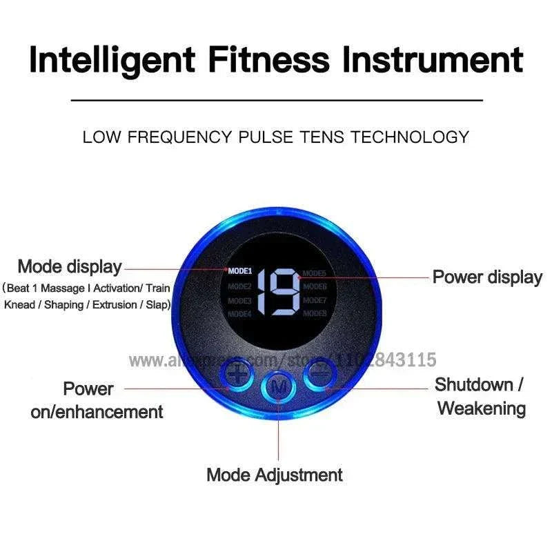 EMS Foot Massager Mat with low frequency pulse TENS technology and mode display options.