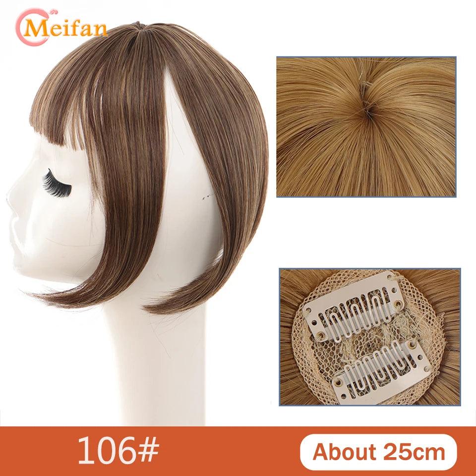 MEIFAN Clip-In Synthetic Hair Topper – Pure Color False Bangs for Instant Volume and Style - Luminessbty