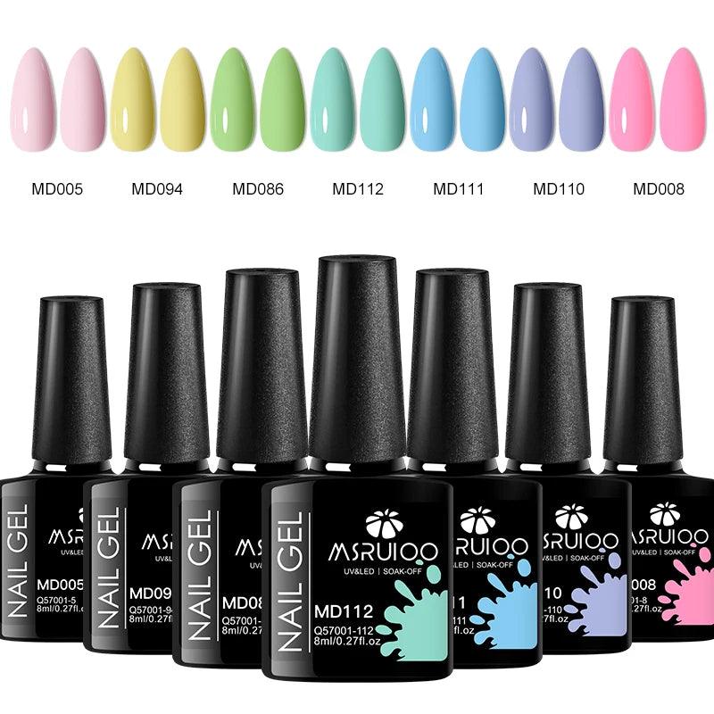 7pc Gel Nail Polish Set - Long-Lasting DIY Nail Art Kit for Home &amp; Salon Use | MSRUIOO Soak-Off UV Gel Polish - Luminessbty