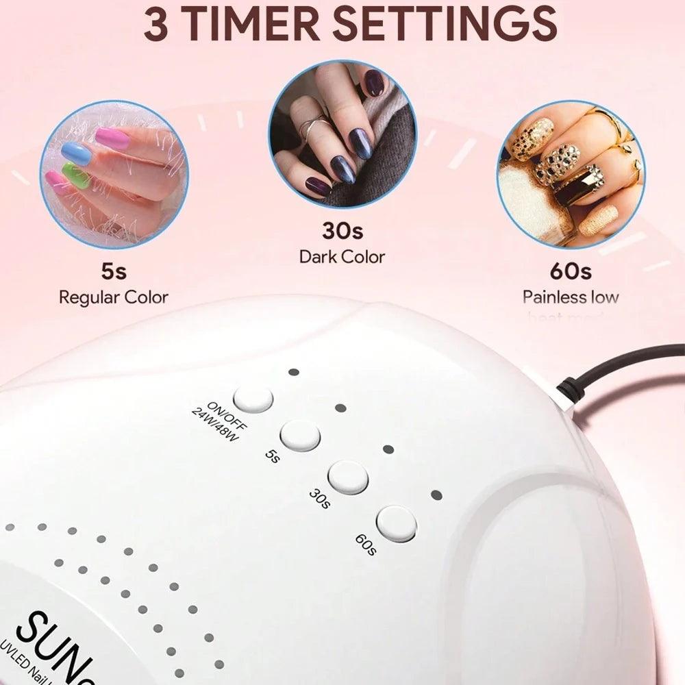 SUNone 48W LED UV Nail Lamp Dryer – Professional Gel Polish Curing Lamp for Salon &amp; Home Use - Luminessbty