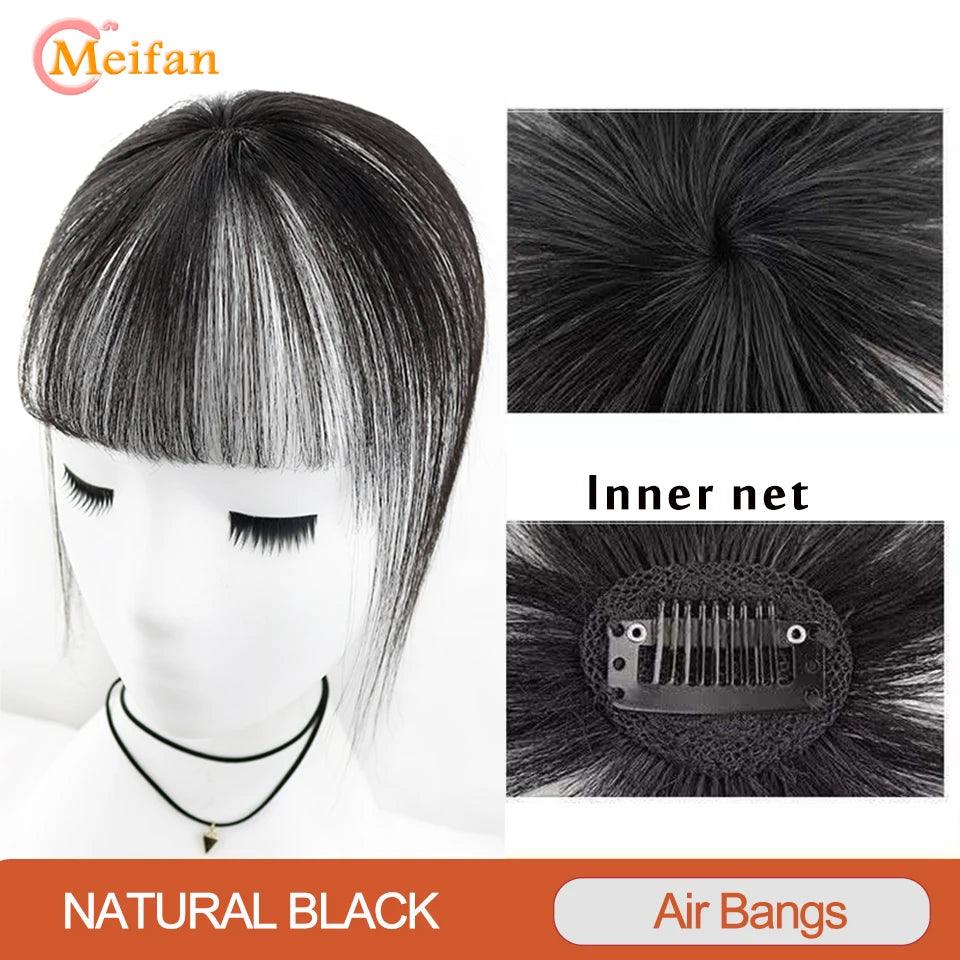 MEIFAN Clip-In Synthetic Hair Topper – Pure Color False Bangs for Instant Volume and Style - Luminessbty