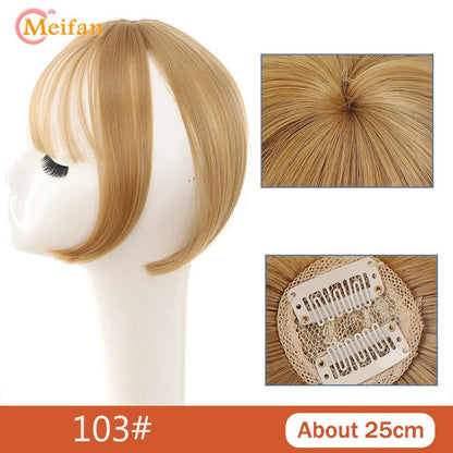 MEIFAN Clip-In Synthetic Hair Topper – Pure Color False Bangs for Instant Volume and Style - Luminessbty