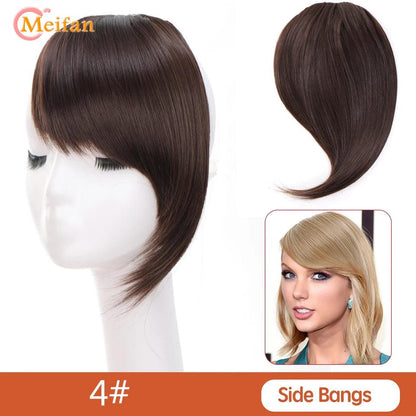 MEIFAN Clip-In Synthetic Hair Topper – Pure Color False Bangs for Instant Volume and Style - Luminessbty