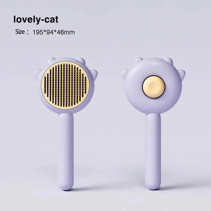 Pet Hair Removal Cleaning Brush with round rubber tips and one-click cleaning button, perfect for all pet hair types.