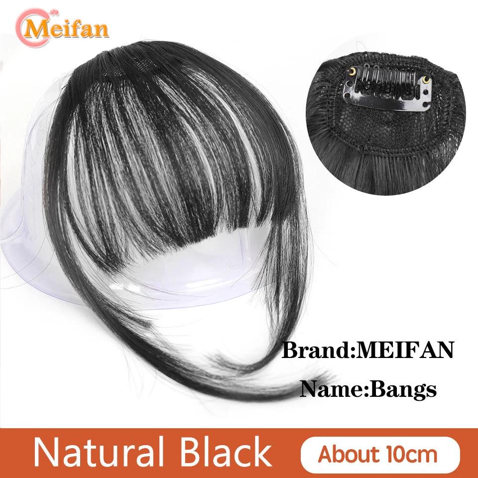 MEIFAN Clip-In Synthetic Hair Topper – Pure Color False Bangs for Instant Volume and Style - Luminessbty