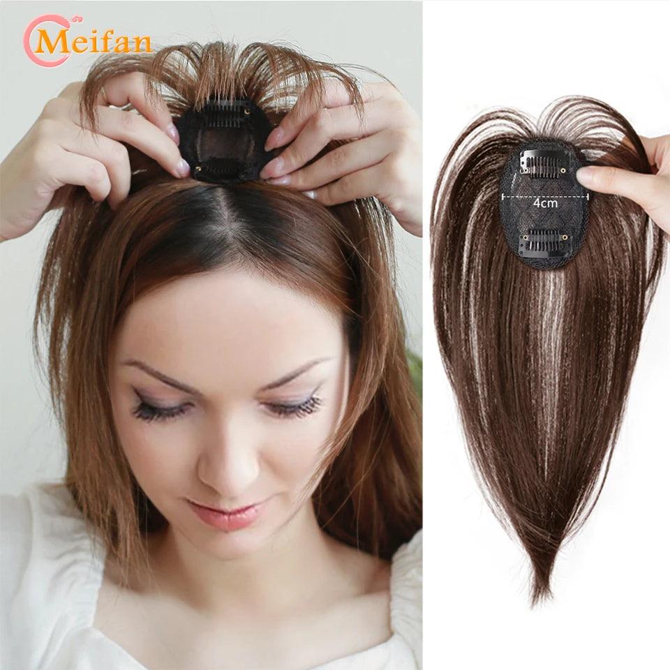 MEIFAN Clip-In Synthetic Hair Topper – Pure Color False Bangs for Instant Volume and Style - Luminessbty