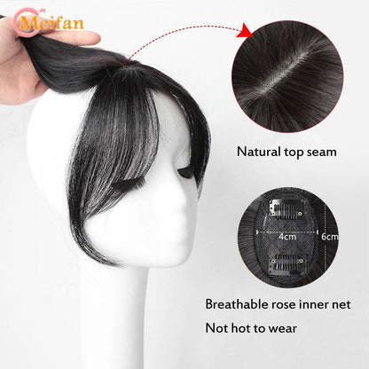 MEIFAN Clip-In Synthetic Hair Topper – Pure Color False Bangs for Instant Volume and Style - Luminessbty