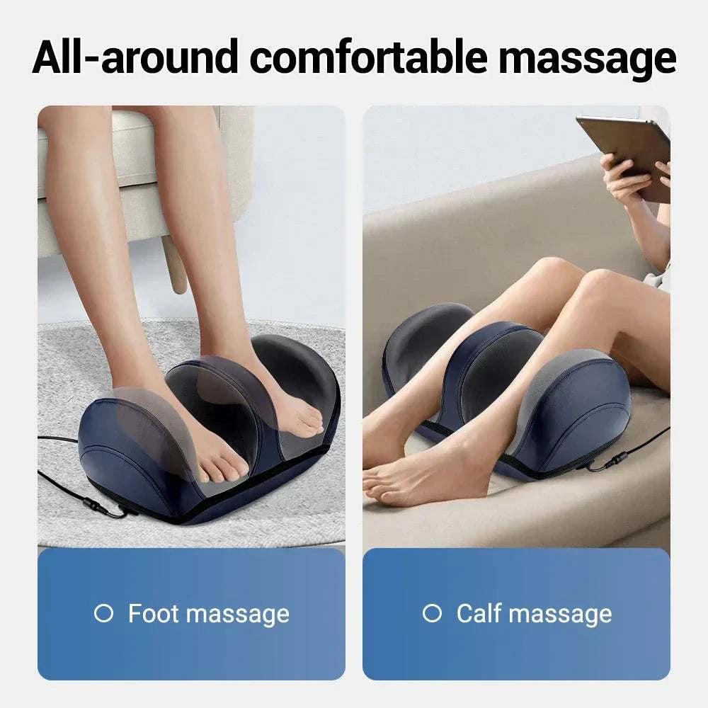 Electric Calf &amp; Foot Massager providing comfortable foot and calf massage with remote control.