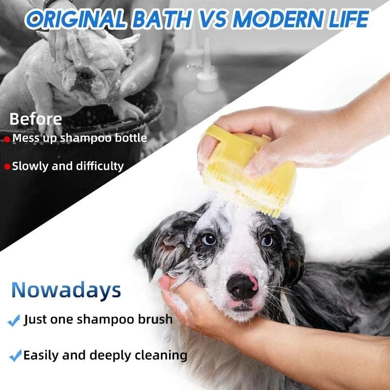 Dog Bath Brush in action, demonstrating easy and effective cleaning for pets.