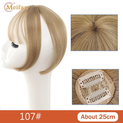 MEIFAN Clip-In Synthetic Hair Topper – Pure Color False Bangs for Instant Volume and Style - Luminessbty