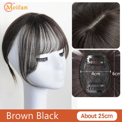 MEIFAN Clip-In Synthetic Hair Topper – Pure Color False Bangs for Instant Volume and Style - Luminessbty