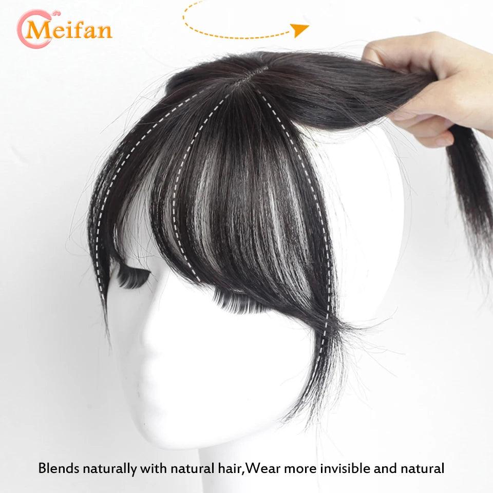 MEIFAN Clip-In Synthetic Hair Topper – Pure Color False Bangs for Instant Volume and Style - Luminessbty