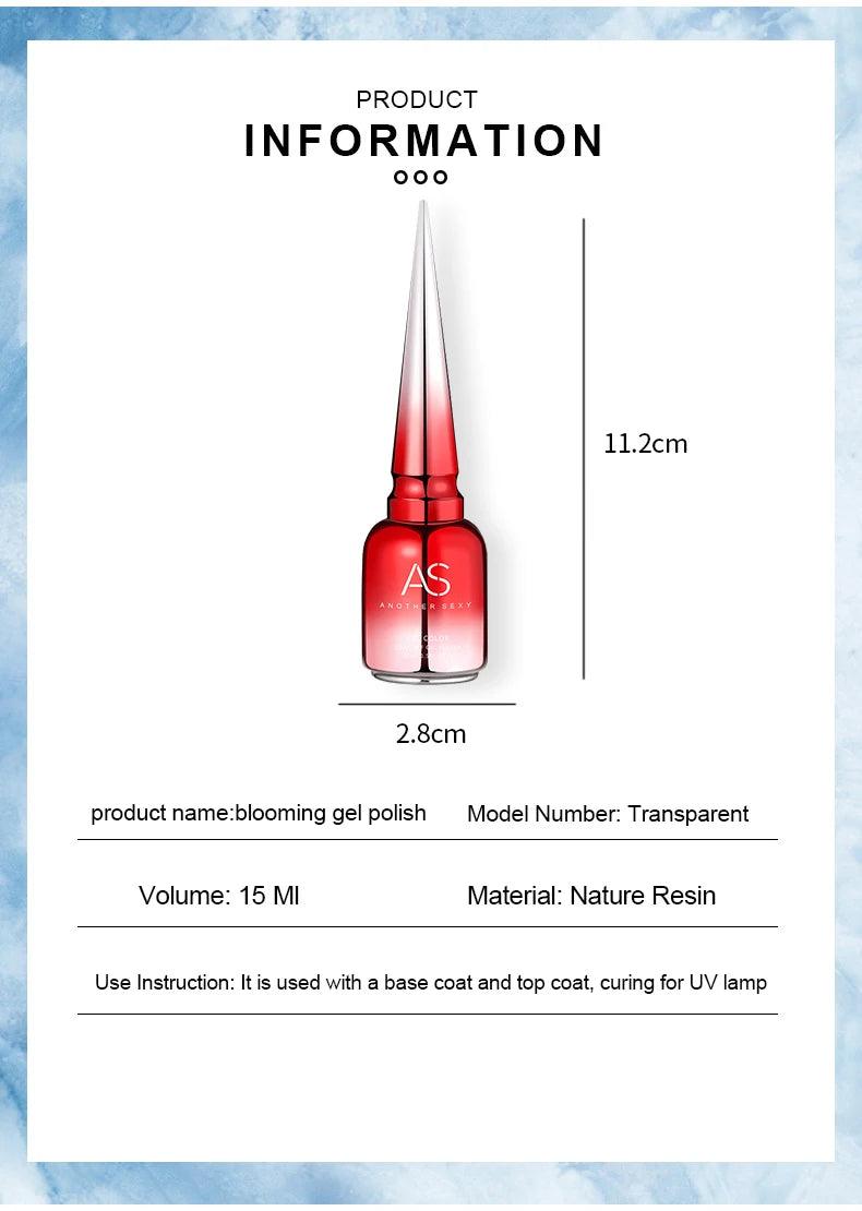 AS Clear Blooming Gel Polish 15ml - UV/LED Long-Lasting Nail Gel Paint for Salon-Quality Results - Luminessbty