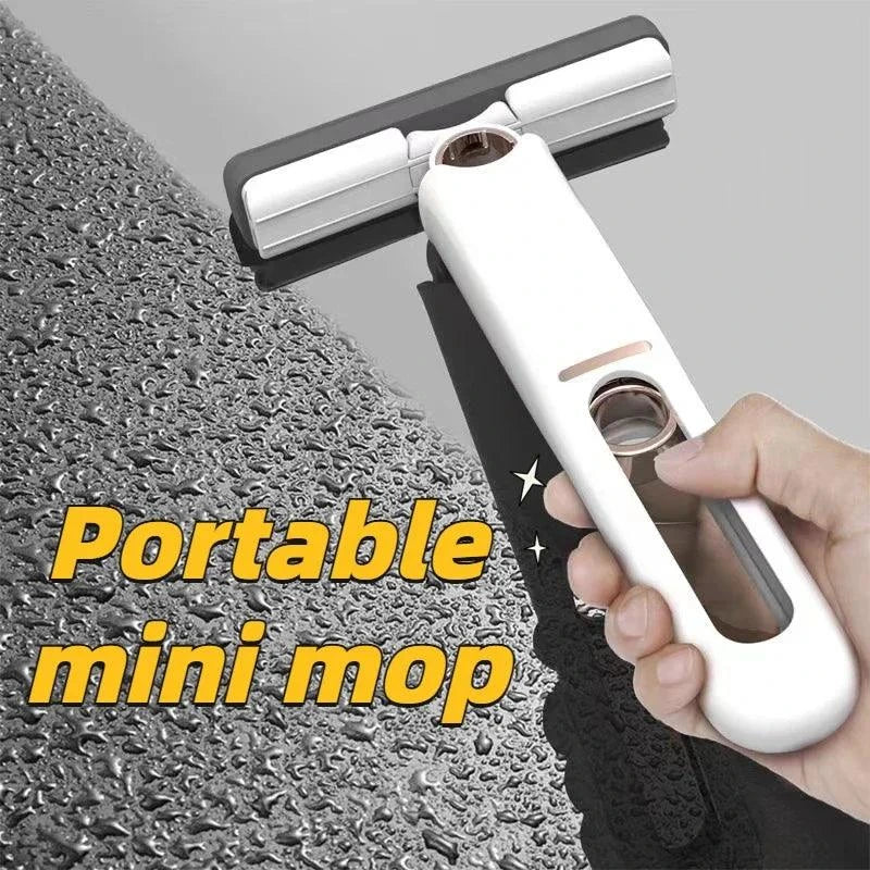 Portable mini self-squeezing floor washing mop for easy cleaning.