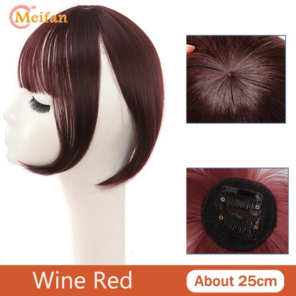 MEIFAN Clip-In Synthetic Hair Topper – Pure Color False Bangs for Instant Volume and Style - Luminessbty