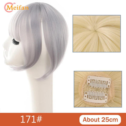 MEIFAN Clip-In Synthetic Hair Topper – Pure Color False Bangs for Instant Volume and Style - Luminessbty