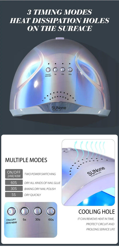 SUNone 48W LED UV Nail Lamp Dryer – Professional Gel Polish Curing Lamp for Salon &amp; Home Use - Luminessbty