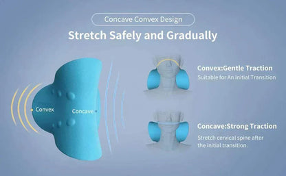 rbx neck and shoulder massager pillow with concave and convex design for gradual stretching and effective tension relief.