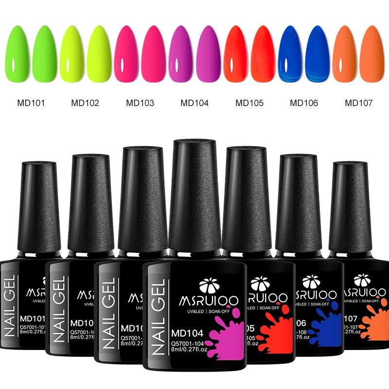 7pc Gel Nail Polish Set - Long-Lasting DIY Nail Art Kit for Home &amp; Salon Use | MSRUIOO Soak-Off UV Gel Polish - Luminessbty