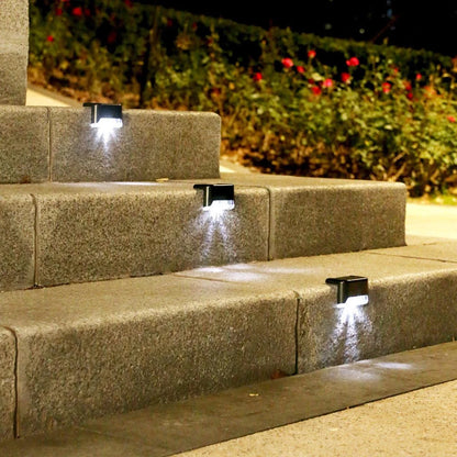 Garden Solar LED Lights illuminating outdoor steps; energy-efficient and weatherproof design for a cozy garden ambiance.