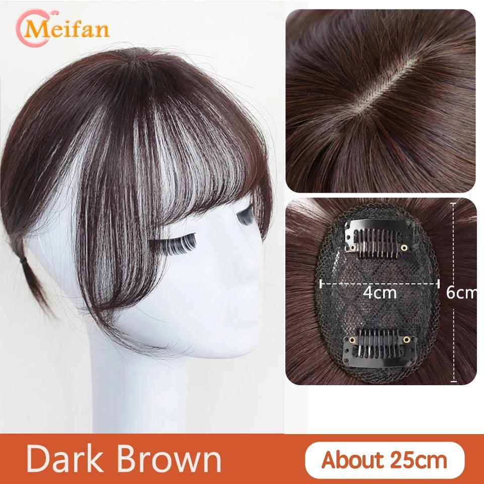 MEIFAN Clip-In Synthetic Hair Topper – Pure Color False Bangs for Instant Volume and Style - Luminessbty