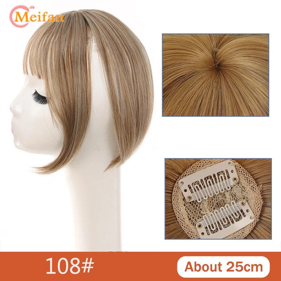 MEIFAN Clip-In Synthetic Hair Topper – Pure Color False Bangs for Instant Volume and Style - Luminessbty