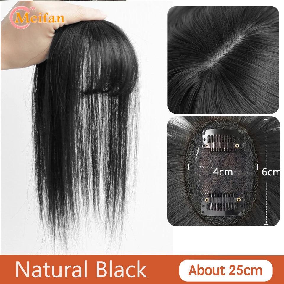 MEIFAN Clip-In Synthetic Hair Topper – Pure Color False Bangs for Instant Volume and Style - Luminessbty