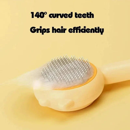 Pet Hair Removal Cleaning Brush with 140° curved teeth for efficient hair grip.